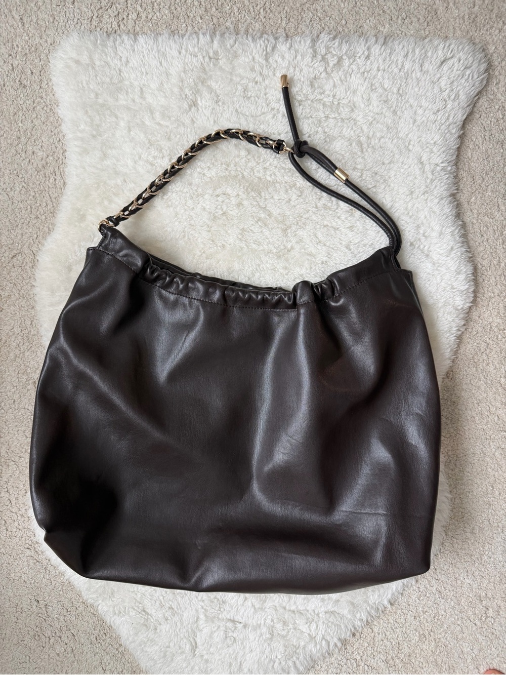H&M Dark Brown Braided-Accent Shoulder Bag